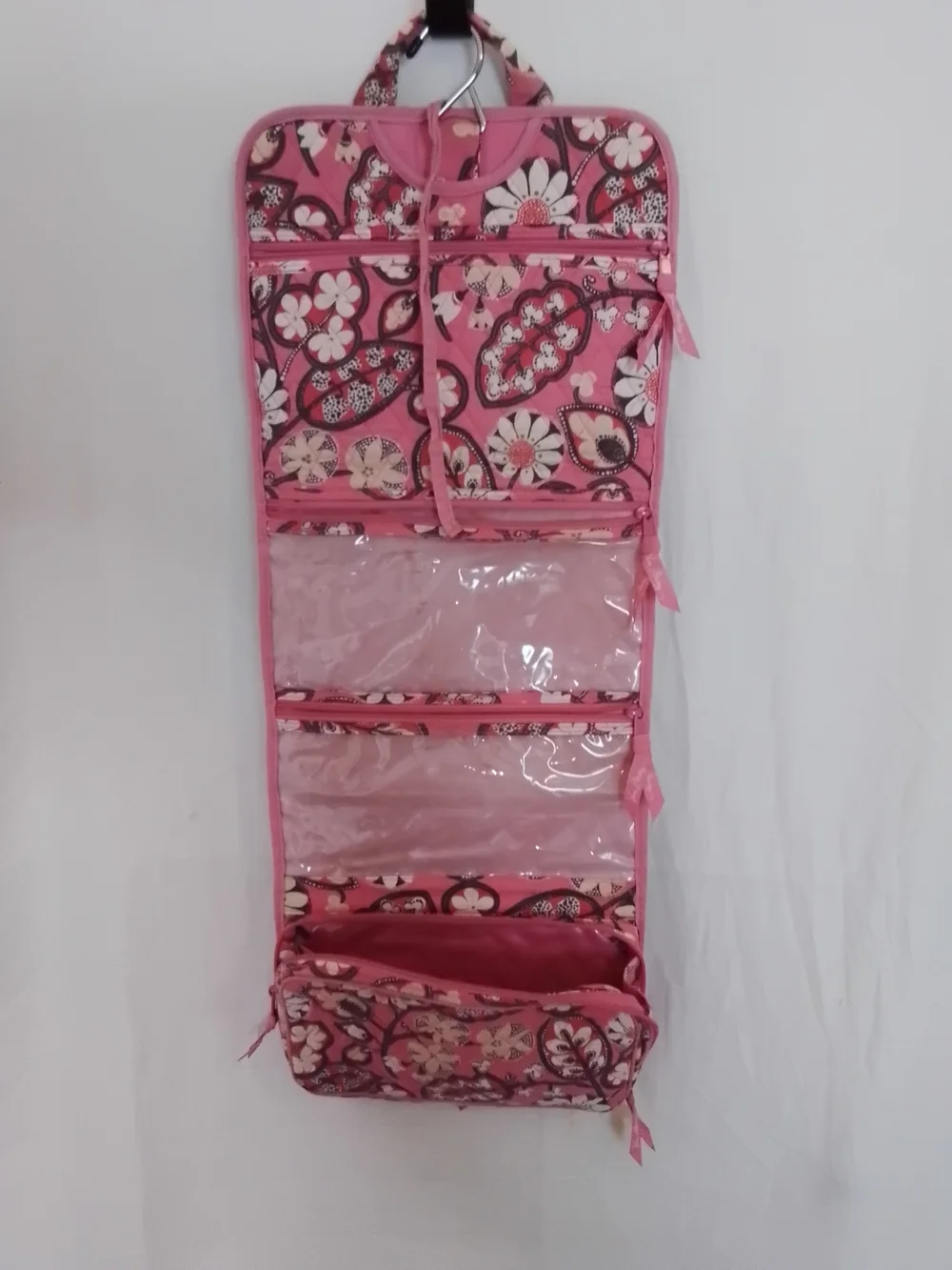 Vera Bradley Pink Floral Hanging Organizer Bag for Women